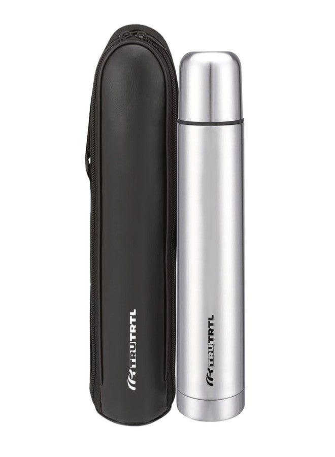 truTRTL Thermosteel Water Bottle 1L with Bag| 24 Hr Hot & Cold | Leak Proof Lid | ISI Certified | Vacuum Insulated | Bottle for Office, Gym, School I Silver - Image 2